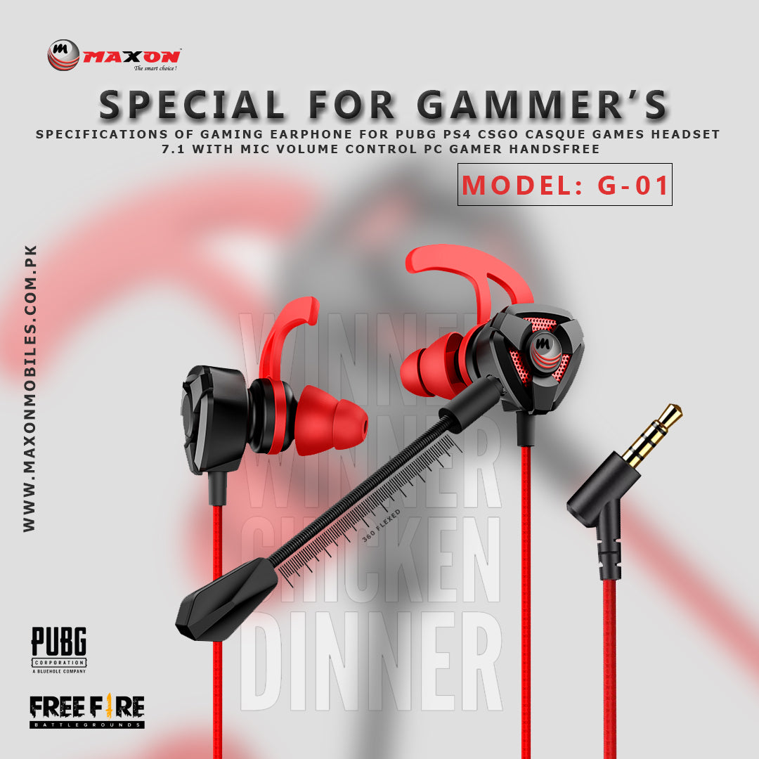 Gaming Handsfree - Dual Mic Gaming Handfree - Wired Gaming Earphones - Gaming Headset - Pubg/Cs/Cod/Fortnite Gaming Handsfree - In-Ear Gaming Earphones - handfree for gaming - Original handfree