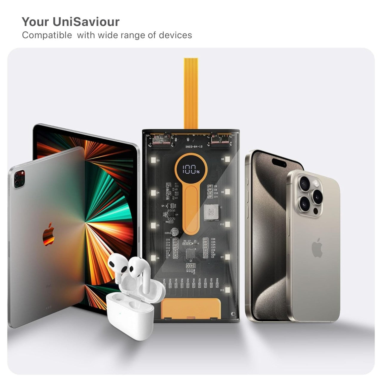 66W Powerbank 10000mAh - Orginal Power Bank -  10000 mah fast charging - Powerbank for Android / Iphone - Dual Ports Power Bank - power bank 10000 mah - Wifi Power Bank - Transparent Power Bank