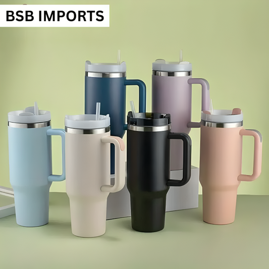 Tumbler 40 Oz - Insulated Thermos Flask - Leak Proof Straw - Stainless Steel Coffee Mug - Thermal Mug for Hot & Cold Beverages